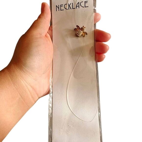 Invisible Gold Bee Charm Necklace - Picture 1 of 4